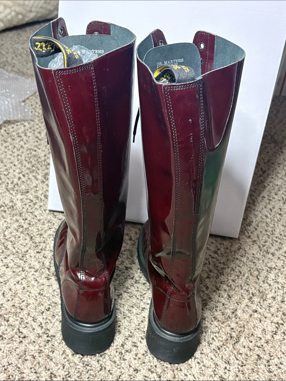RARE Vintage Dr. Martens 9730/1420 knee-high boots in a burgundy patent leather - Picture 8 of 11